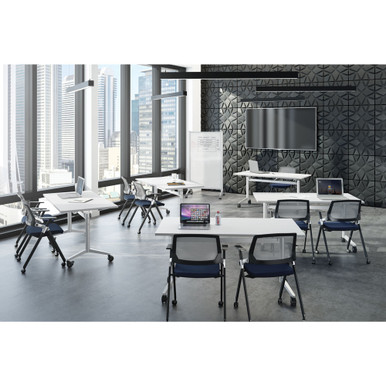 OfficeSource | Training Tables | T-Flip Top Table Leg - 46''W x 23''D - White – view 23