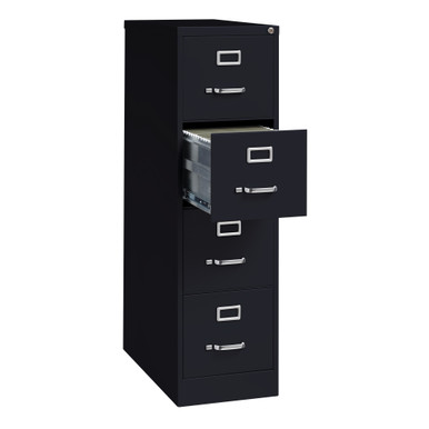OfficeSource Steel Vertical File Collection 4 Drawer Vertical File Cabinet, 26.5'' Deep, Letter - Black – view 10
