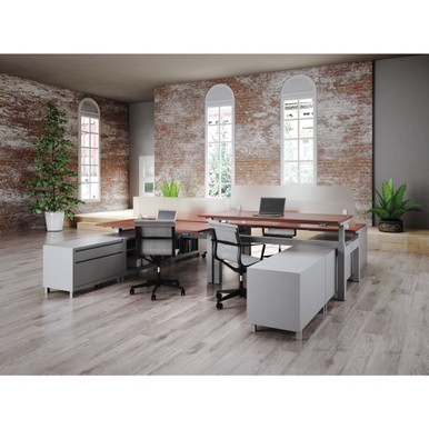 OfficeSource Benching Cabinets 2 Drawer Metal Benching File Cabinet - 35.5''W - Silver – view 4