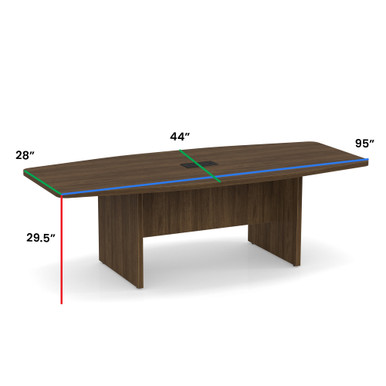 OfficeSource | OS Conference Tables | Boat Shaped Conference Table with Slab Base - 95'' - Espresso – view 13