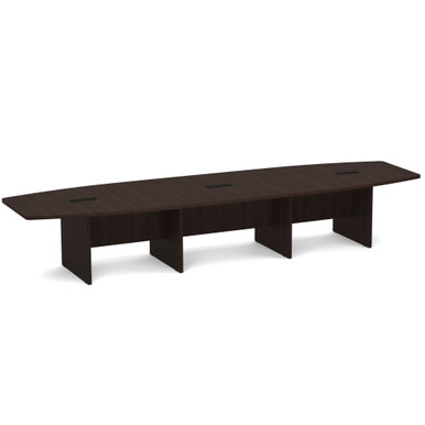 OfficeSource | OS Laminate Conference Tables | Expandable Boat Shaped Conference Table with Slab Base - 14' - American Elm – view 10