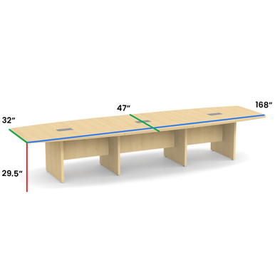 OfficeSource | OS Laminate Conference Tables | Expandable Boat Shaped Conference Table with Slab Base - 14' - American Elm – view 11