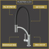 Austen & Co. Madrid Brushed Chrome with Black Pull Out Hose Kitchen Mixer Tap