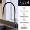 Riobel Mythic Mixer with Pull Down Spray Flexible Spout Stainless Steel Kitchen Tap