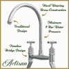 Artisan Mayfair Bridge Kitchen Tap with Crosshead Handles - Chrome