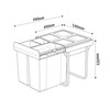 Austen & Co. 68L Built-In Hinged Cupboard Kitchen Bin - 3 Compartments