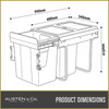 Austen & Co. 40L Pull Out Cupboard Kitchen Bin - 2 Compartments