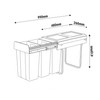Austen & Co. 30L Built-In Hinged Cupboard Kitchen Bin - 3 Compartments