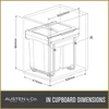 Austen & Co. 60L Built-In Hinged Cupboard Kitchen Bin - 2 Compartments