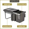 Austen & Co. 40L Built-In Pull Out Cupboard Kitchen Bin - 2 Compartments