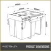 Austen & Co. 68L Built-In Pull Out Cupboard Kitchen Bin - 2 Compartments