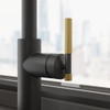 Franke Maris Stripes J Pull Down Mixer Tap - Matt Black / Gold