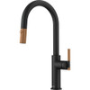 Franke Maris Stripes J Pull Down Mixer Tap - Matt Black / Copper