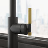 Franke Maris Stripes U Pull Down Mixer Tap - Matt Black / Gold