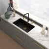 Franke Maris Stripes U Pull Down Mixer Tap - Matt Black / Gold