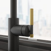 Franke Maris Stripes Semi Pro Mixer Tap - Matt Black / Gold