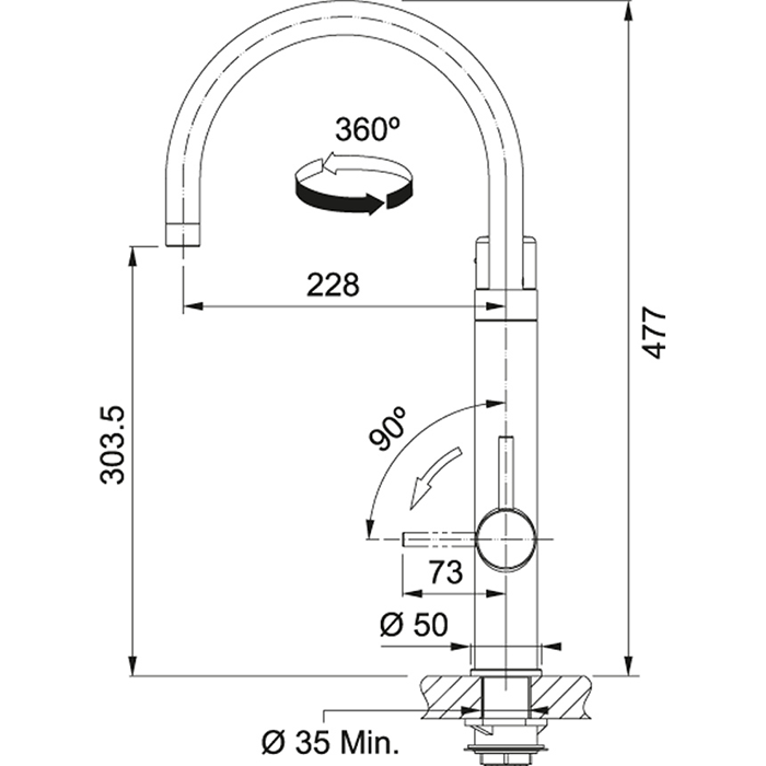 Franke Vital 3in1 Filter Tap J Spout High Quality Low Pressure