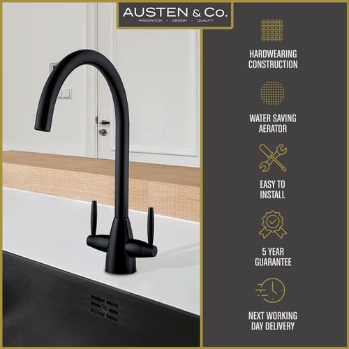 Austen & Co. Bilbao Matt Black Kitchen Mixer Tap Taps.co.uk