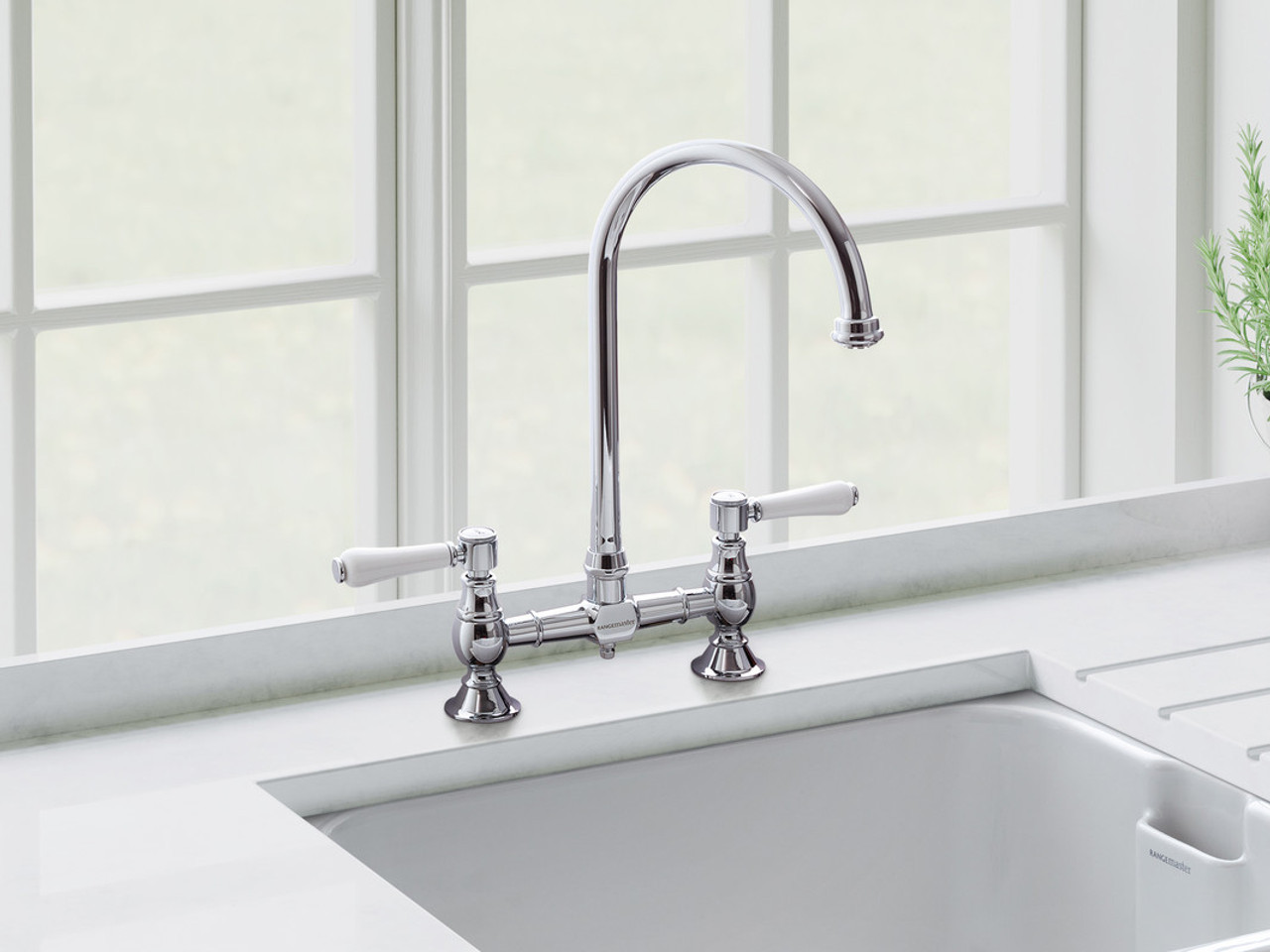 Rangemaster Belfast Bridge Dual Mixer Tap - Chrome | taps.co.uk