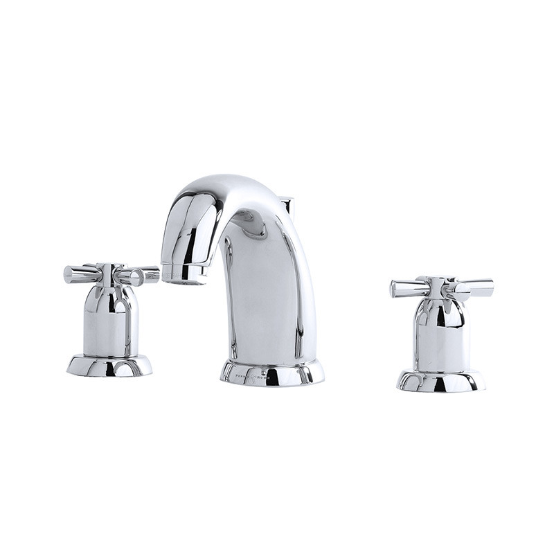 Balterly Bathroom Sink Taps Basin Mixer Tap With 2 Hole Dual Crosshead Handles Temperature Control Bathroom Tap Traditional Design Mixer Taps 40 X 115 X 115mm Chrome