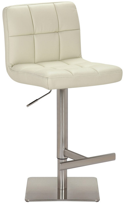 Deluxe Allegro Leather Brushed Bar Stool Cream Deluxe Allegro Leather Brushed Bar Stool Cream