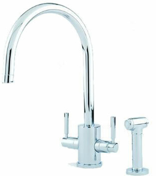 Perrin and Rowe Orbiq 4312  C-Spout Mixer Tap with Lever Handles and Rinse