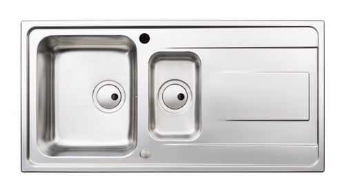 Abode Ixis One and a Half Bowl & Drainer Large Sink in Stainless Steel Sink