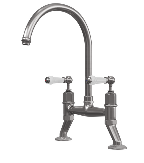 Artisan Mayfair Bridge Kitchen Tap with Lever Handles - Pewter Artisan Mayfair Bridge Kitchen Tap with Lever Handles - Pewter