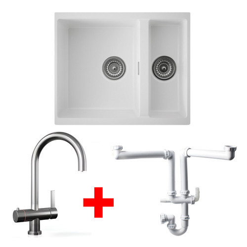 Austen & Co. Florence with Seville 4 in 1 Hot Tap Set Brushed Nickel and Plumbing Kit Austen & Co. Florence with Seville 4 in 1 Hot Tap Set Brushed Nickel and Plumbing Kit
