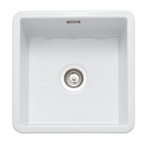 Rangemaster Rustique Single Bowl Undermount/Inset Ceramic Kitchen Sink -White Rangemaster Rustique Single Bowl Undermount/Inset Ceramic Kitchen Sink -White