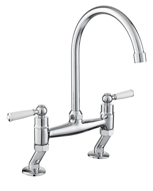 Rangemaster Belfast Bridge Dual Lever Mixer Tap - Chrome/White Rangemaster Belfast Bridge Dual Lever Mixer Tap - Chrome/White