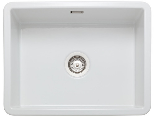 Rangemaster Rustique Single Bowl Inset & Undermount Fire-Clay Ceramic Kitchen Sink - White