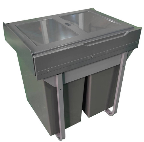 Austen & Co. 60L Built-In Hinged Cupboard Kitchen Bin - 2 Compartments