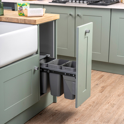 Caple Base Mounted 24L Pull Out Trio Bin