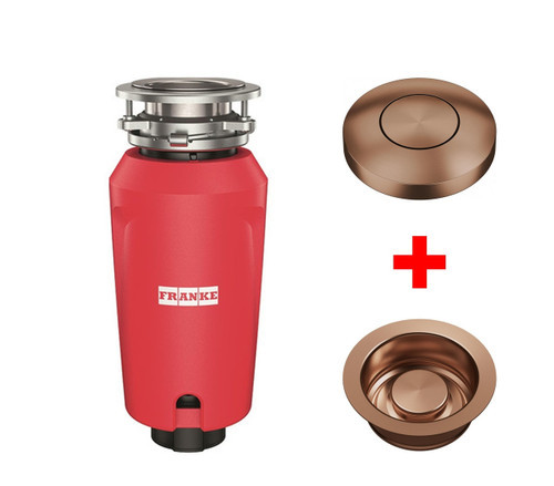 Franke 125 Waste Disposal Unit with Round Air Switch and Flange - Copper
