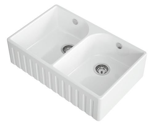 Austen & Co. Palazzo Fluted Double Bowl Belfast Ceramic Kitchen Sink