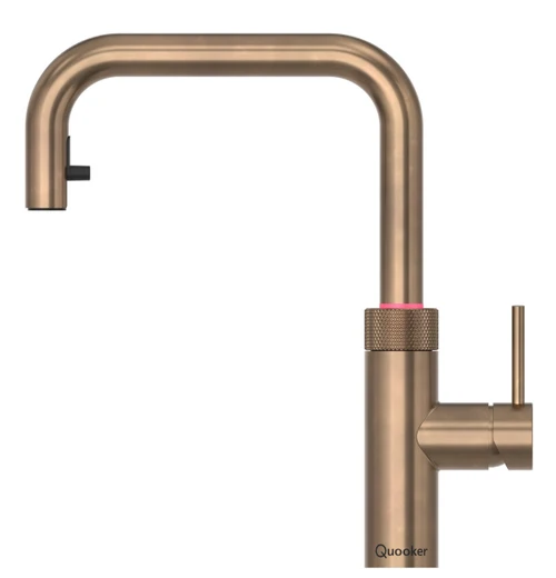Quooker Flex Square Pull Out Boiling Patinated Brass Tap with Tank