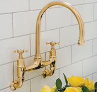 Perrin and Rowe Gold Wall Mounted Tap Lifestyle Picture