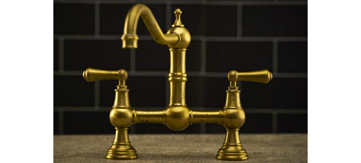 Perrin and Rowe Satin Brass Tap Lifestyle Picture