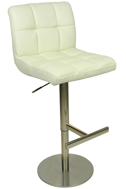 Deluxe Allegro Leather Brushed Bar Stool White Kitchen Bar Stools