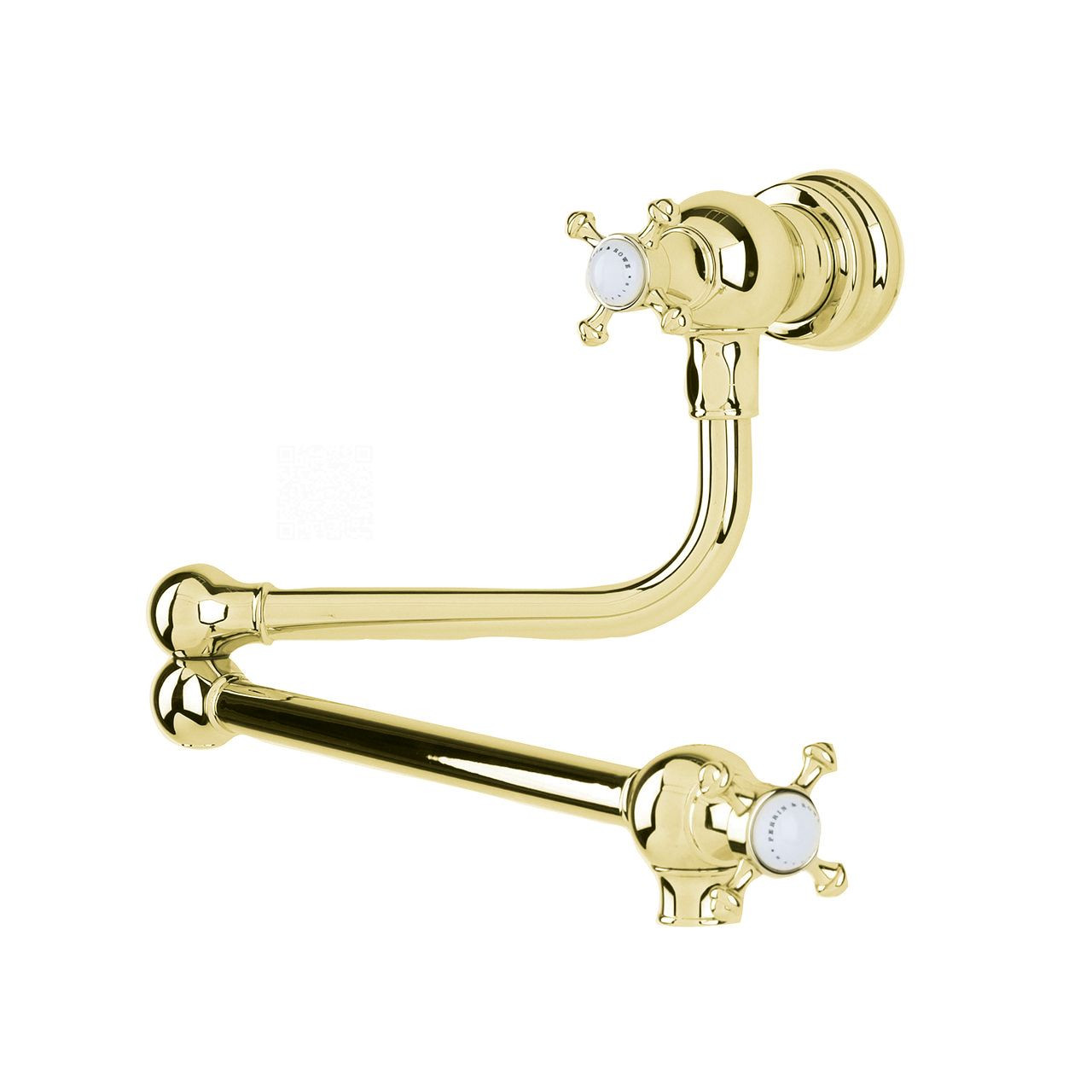 An image of Perrin & Rowe Pot Filler 4798 - Crosshead Handle Kitchen Tap - Gold