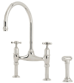 An image of Perrin and Rowe Ionian 4172 Tap With Pull-Out Spray Rinse, Crosshead Handles