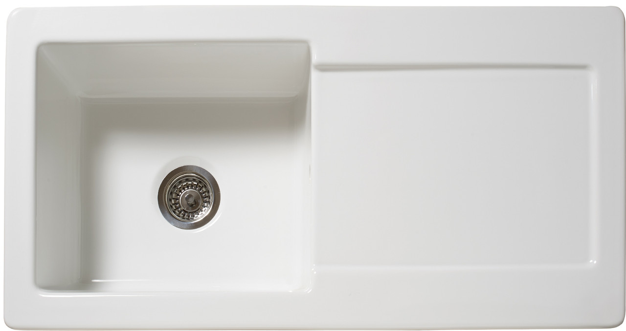 An image of Reginox RL504CW 1 Bowl Ceramic Kitchen Inset Sink White