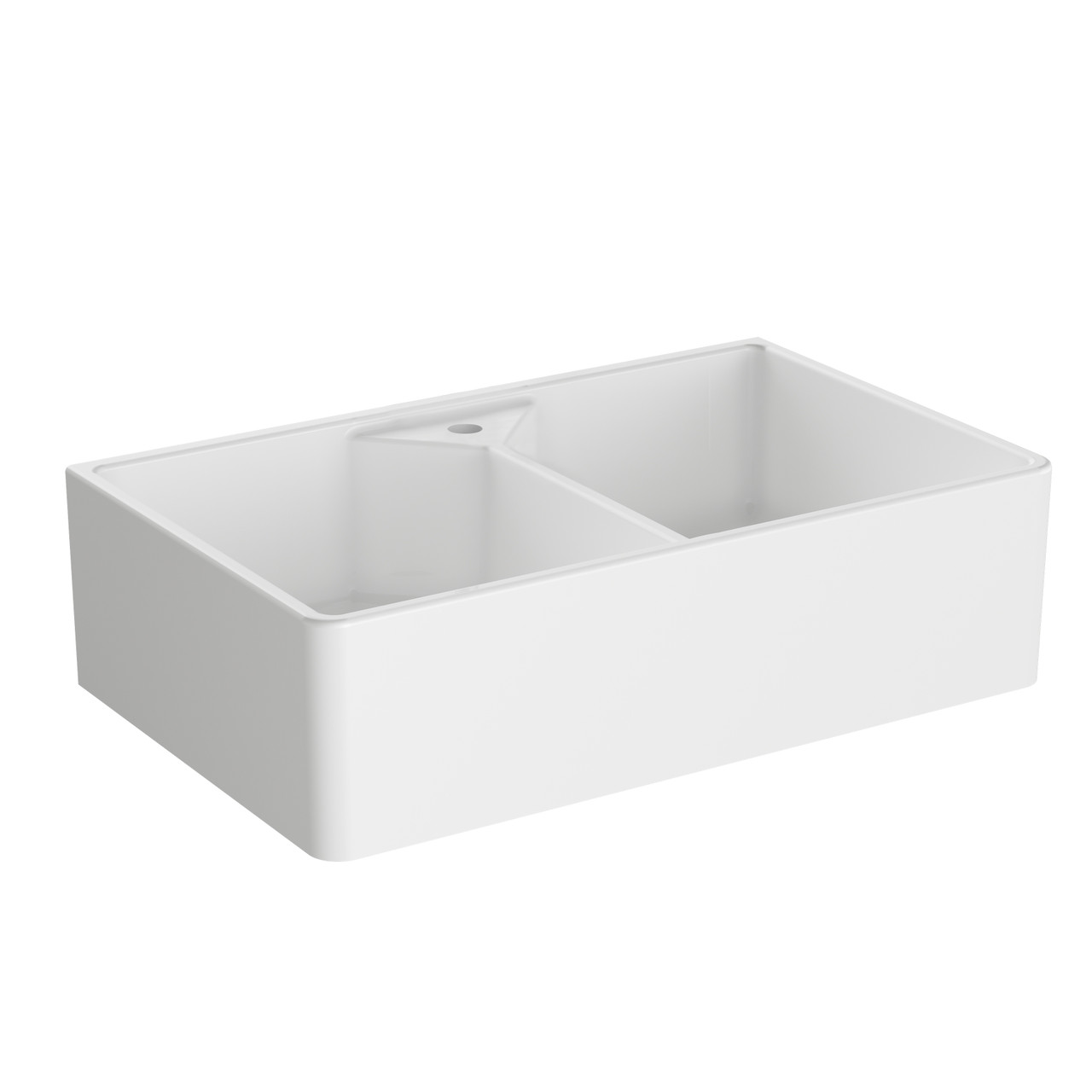 An image of Reginox Dublin Double Bowl Ceramic Kitchen Sink White