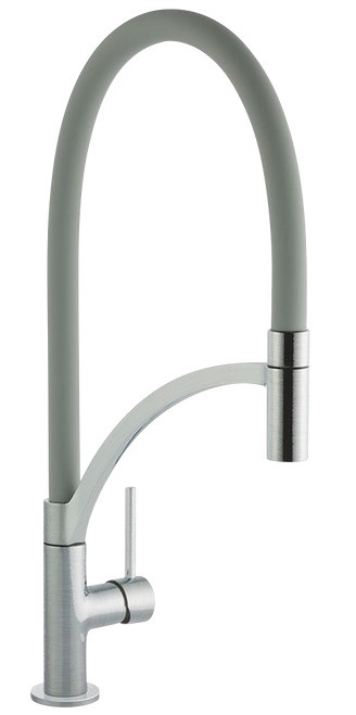 An image of Austen & Co. Madrid Brushed Chrome with Gunmetal Grey Pull Out Hose Kitchen Mixe...