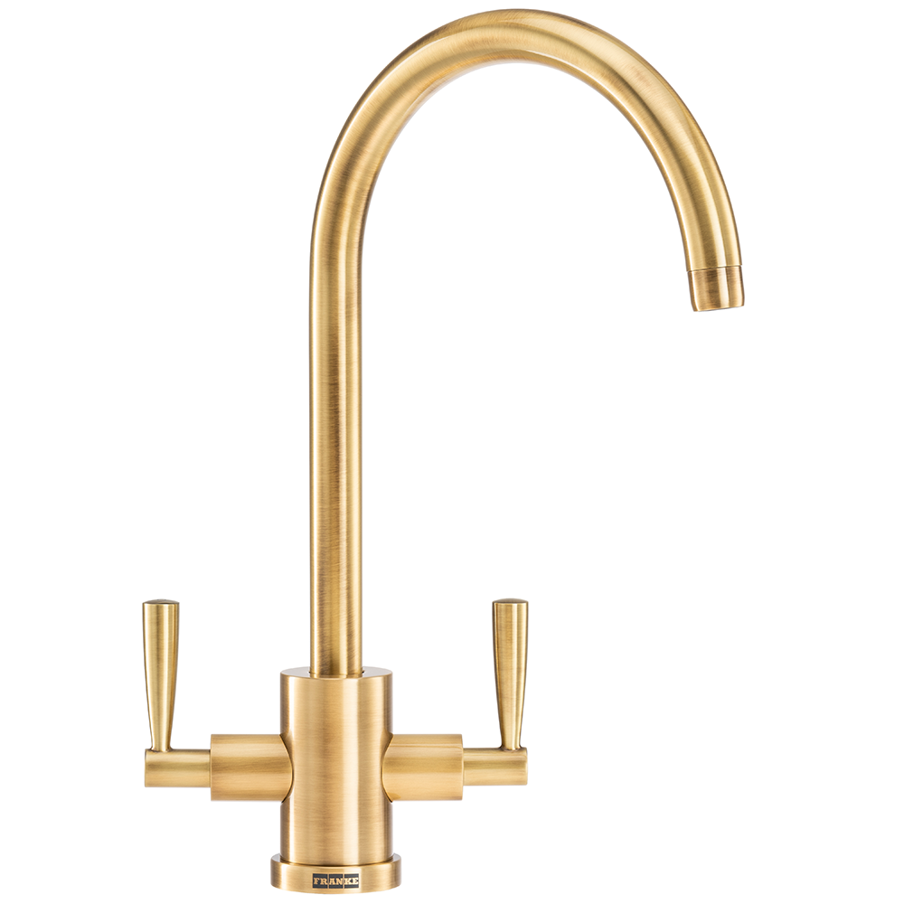 An image of Franke Olympus J-Spout Kitchen Mixer Tap Brass