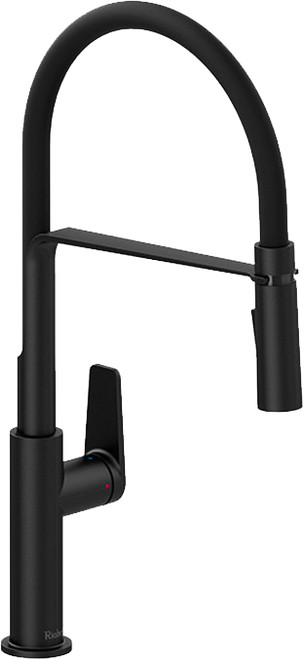 An image of Riobel Mythic Single Lever with Flexible Spout Matt Black Kitchen Tap