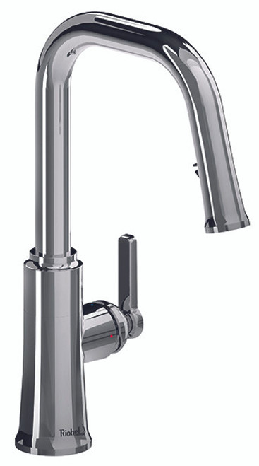 An image of Riobel Trattoria Single Lever with Pull Down Spray and Square Spout Chrome Kitch...