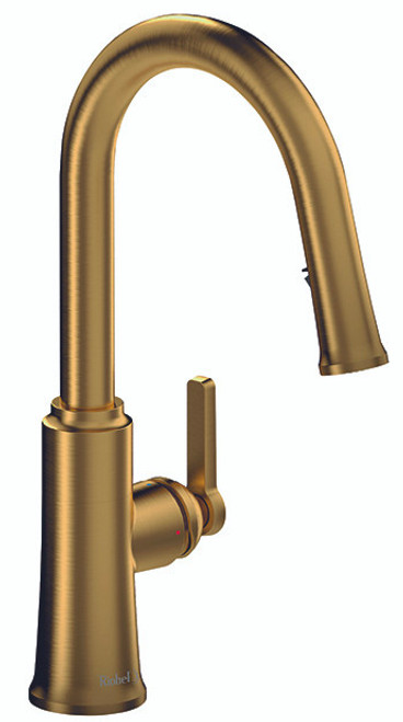 An image of Riobel Trattoria Single Lever with Pull Down Spray and Round Spout Brushed Gold ...