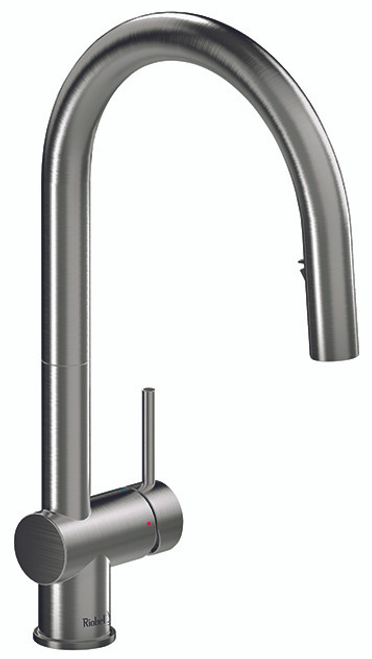 An image of Riobel Azure Single Lever with Pull Down Spray Stainless Steel Kitchen Tap